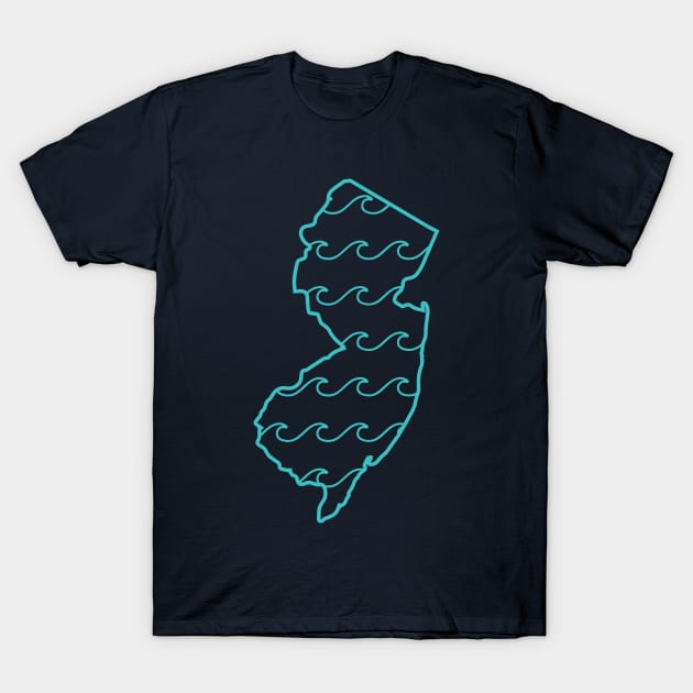 Jersey Waves Turquoise T-Shirt by SteveDesigns